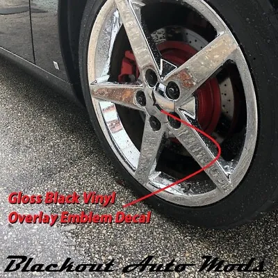 Gloss Black C6 Corvette Wheel Center Cap Rim Overlay Decal 2005-2013 • $9.95