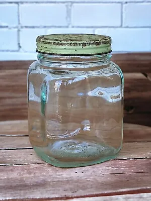 Vintage Glass Coffee Storage Jar With Metal Screw Top Lid • $50