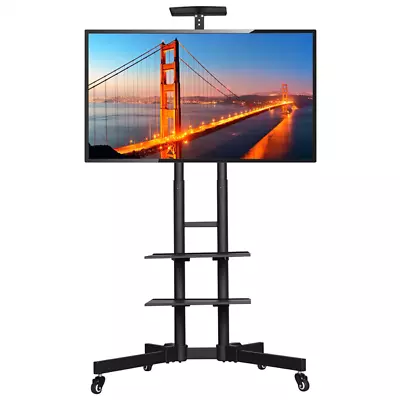 Mobile TV Stand TV Cart Unit With Bracket Mount Tray Trolley Wheels 32-75 Inch • £39.99
