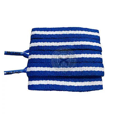Mr Lacy Stripies - Royal Blue And White Shoelaces  (130cm Length | 10mm Width) • £5.99