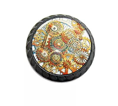 Steampunk Gears Background : Gradient Mash : Glass Cabinet Knob : Light {1098} • $6.99