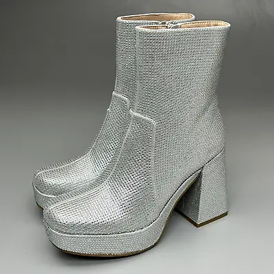 MIA Iva Silver Stone Heeled Boots Women's Sz 9 Silver GS1253108 (New) • $22