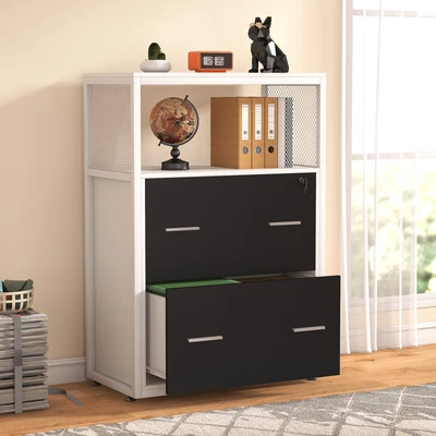 $89.98 • Buy Lateral Filing Cabinet With Storage Shelves, 2 Drawer File Cabinet With Lock