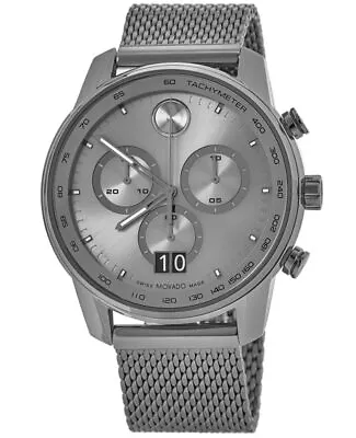 New Movado Bold Verso Grey Chronograph Dial Grey PVD Steel Men's Watch 3600910 • $349