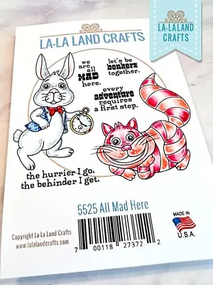 ALL MAD HERE-La-La Land Crafts Rubber Stamp-Stamping-Wonderland-Rabbit-Cheshire • $12.50