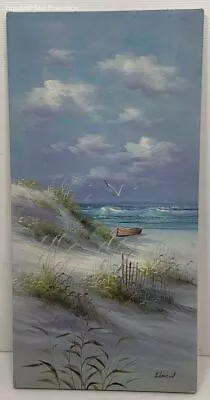 Vintage Painting Oil On Canvas Seascape Signed Edward • $49.99
