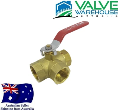 $34.16 • Buy Brass Three (3) Way L Port Ball Valve -Female BSP-15mm(1/2 ),20mm(3/4 ),25mm(1 )