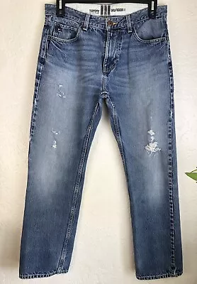 Tommy Hilfiger Jeans Mens 32/32 Relaxed Freedom Straight Leg Blue Distre • $22