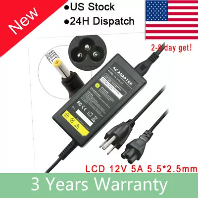 12V 5A AC DC Power Supply 5 Amp 12 Volt Adapter Charger LCD Screen 5.5mm*2.5mm F • $10.99