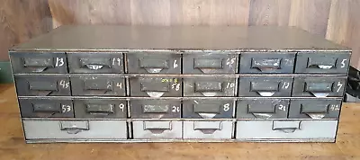 Vintage Lyon 22 Drawer Metal Parts Cabinet 17  Deep  2 Sizes Of Drawers -USA • $169