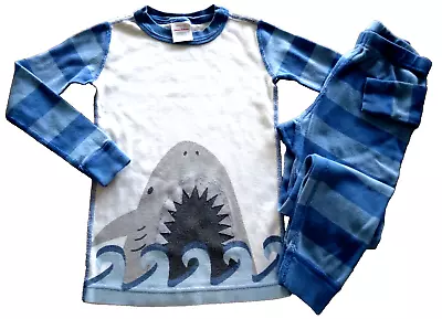Hanna Andersson PJ Set 5y  Shark  Blue On Blue Stripes 100%Organic Cotton • $10.99