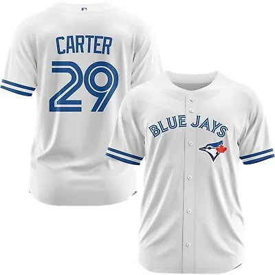 Men's Joe Carter #29 Blue Jays White Player Baseball Jersey Size S-6XL • $43.99