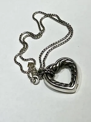David Yurman Sterling Silver 18K Yellow Gold Open Heart Cable Pendant Necklace • $175