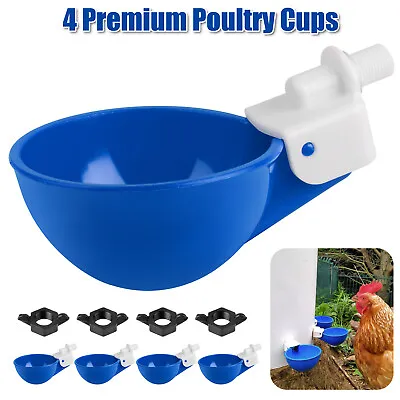 4pcs Poultry Drinker Waterer Automatic Water Cup Chicken Duck Quail Hen Drinking • $8.98