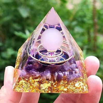 Orgonite Pyramid Rose Quartz Amethyst Gemstone Orgone Reiki Energy Healing • $19.92