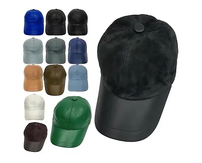 Mens/Ladies Leather Baseball Classic Cap Mens Soft Adjustable Hat Winter Cap UK • £12.31