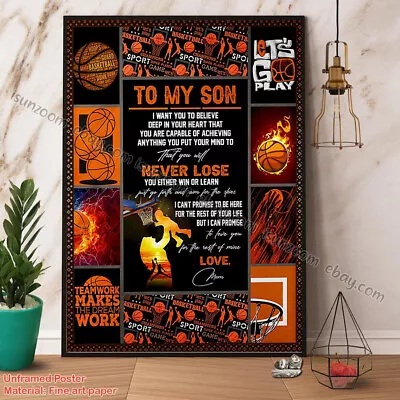 Basketball To My Son I Want You To Believe Deep In Your Heart Family Love Pap... • $15.42