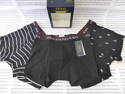 POLO RALPH LAUREN Boxer Trunks Mens Black Size Med 3-pack Underwear BNIB R£45 • £34.99