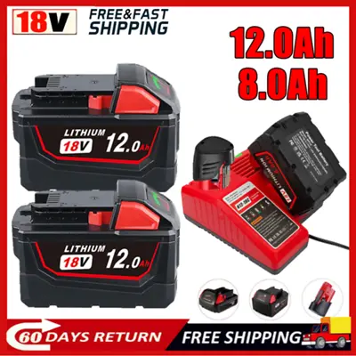 Battery For Milwaukee For M-18 18V 12.0AH Extended Lithium 48-11-1890 / Charger • $21.92