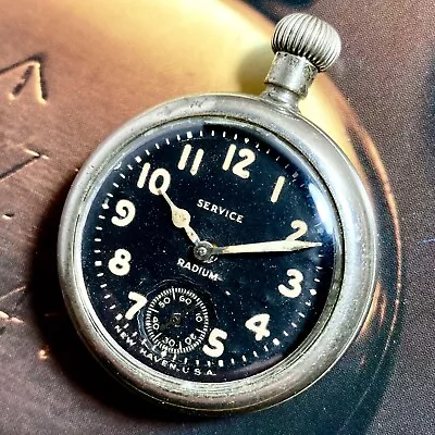 New Haven WWI Era Vintage Service Radium US Military Pocket Watch 40mm As Is • $19.50