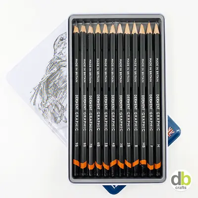 £18.99 • Buy Derwent Soft Graphic 9B-H Drawing Sketching Set - 12 Pencils Metal Tin - 34215