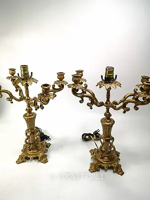 Pair Of Vintage Electric Candelabra Lamp With 4 Candle Holders Unique 23  High • $661.47