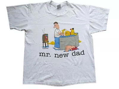 Vintage 90’s 1992 Mr New Dad Comedic Graphic T-Shirt Large Single Stitch • $11.99