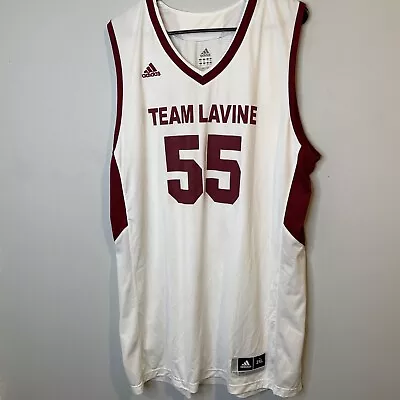 Adidas Team Levine AAU Bball No. 55 Tank Top Sz XL Jersey White Burgandy Ad 4001 • $29.95