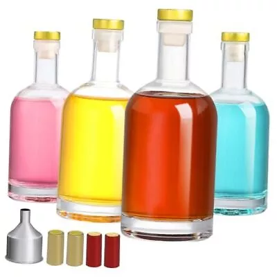 Pack Clear Glass Bottles 12oz Glass Bottles With Lids Premium Clear Glass 4 • $23.55