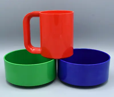 Heller Massimo Vignelli Cup And Bowls Lot Of 3 Vintage Green Red Blue • $16.99