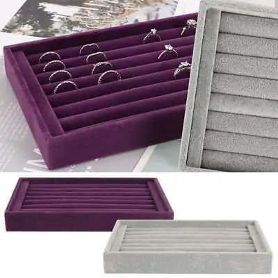 Velvet Jewelry Ring Display Organizer Case Tray Holder Earring Storage Box • $7.63