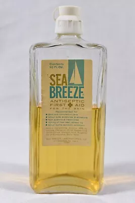 Vintage 10oz Sea Breeze Antiseptic Bottle 50% Full • $15