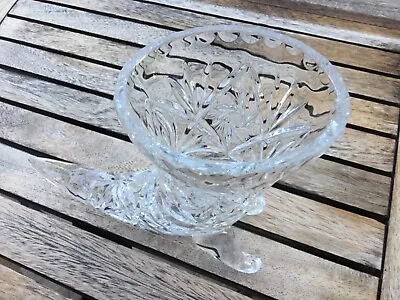 £5 • Buy Vintage Cut Glass Crystal Cornucopia Horn Of Plenty Vase