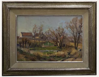 George Van Bol (1904-1984) - Mid 20th Century Oil The Farm In Autumn • $482.50