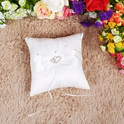 (White) Mini Ring Bearer Pillow Wedding Ring Bearer Holder Pillow Cushion • £7.09
