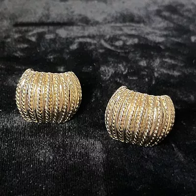 Vintage Givenchy 1980’s Clip On  Gold Tone Shrimp Glam Earrings Signed • $49.47