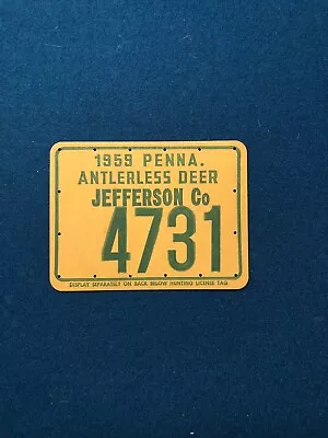 1959 Pa Penna Jefferson Co Antlerless Deer Hunting License • $20