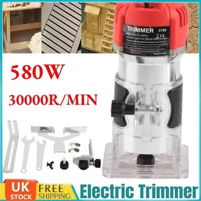 580W Electric Hand Trimmer Palm Router Laminate Wood Laminator Tool Set 1/4  UK • £23.89