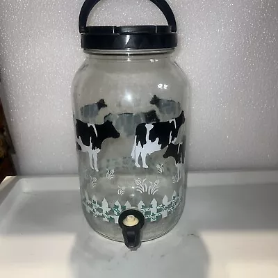 Vintage Anchor Hocking 1980s Glass Farmhouse Iced Tea/Beverage Dispenser W/ Cows • $2.50