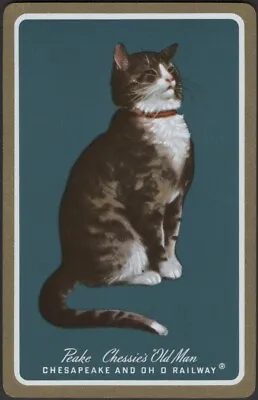 Playing Cards Single Card Old Vintage * CHESAPEAKE OHIO RAILWAY  Cat Art Picture • £1.93