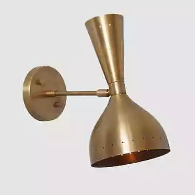 Two Light Articulated Sconce Mid-Century Modern Stilnovo Style Brass Wall Lamp • $99.99