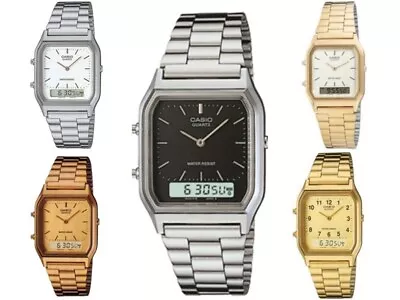 $29.99 • Buy Casio AQ-230A-1D Casio Silver & Black Dual Time Watch