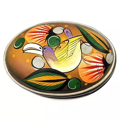 Mexican Toucan Handpainted Trinket Box Bird Signed Folk Art MA Ceramic Oval Read • $14.99