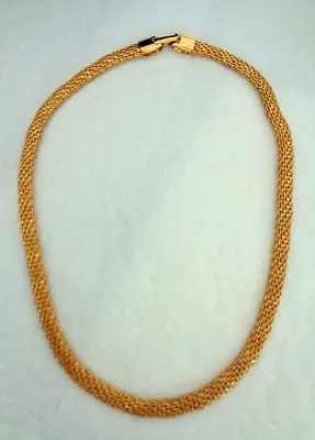 Beautiful Vintage Jewelry 1990's Napier Thick Mesh Gold Tone Choker Necklace • $18.99