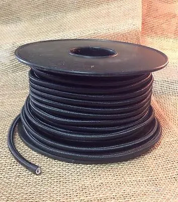 Black Cloth Covered Cord 2 Conductor Antique Style Round Cloth Wire   • $1.59