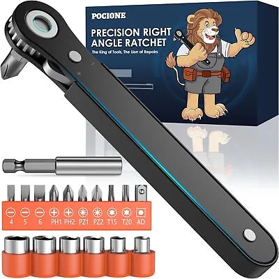 Right Angle Screwdriver Mens Gifts - 90 Degree Offset Ratcheting Screwdriver Poc • $27.53