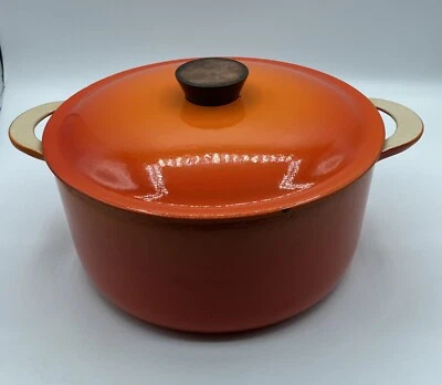 £54.99 • Buy Cuisine Royale Vintage Le Creuset Casserole Dish & Lid Cast Iron Orange 24cm