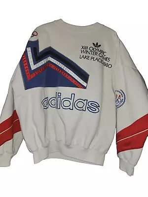 Vintage Adidas 1980 Lake Placid USA Olympic Sweatshirt Men's XL - 2XL Crewneck • $199