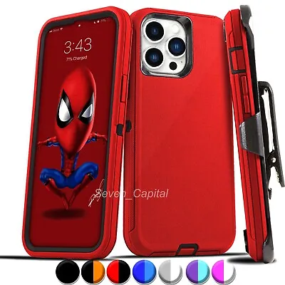 For IPhone 15 14 Plus 13 12 11 Pro Max Shockproof Heavy Duty Case + Belt Clip • $8.45