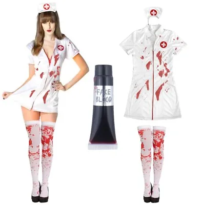 Halloween Zombie Bloody Nurse Costume Ladies Women's Scrubs Fancy Dress Adult  • £16.99